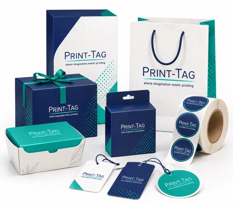 Print-Tag packaging solutions showing food packaging, retail packaging, gift boxes, labels and custom printed packaging