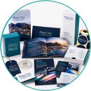 Premium printed brochures, labels, swing tags and packaging showing Print-Tag’s print expertise since 2004
